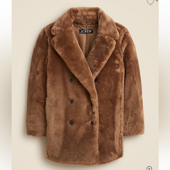 J crew Faux-fur peacoat soft brown - Picture 1 of 2